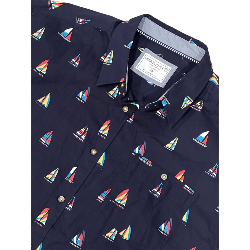 Free Planet, Short Sleeve Buttondown, XXL, #578-U - Picture 1 of 4